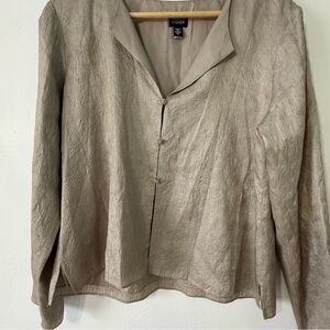 Eileen Fisher Light Tan Blazer Blouse 100% Silk with silk lining